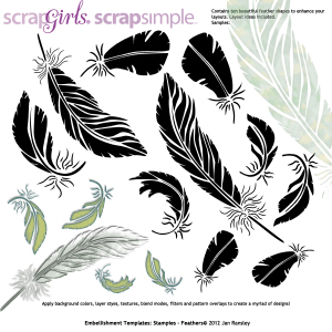 ScrapSimple Embellishment Templates: Stampies - Feathers