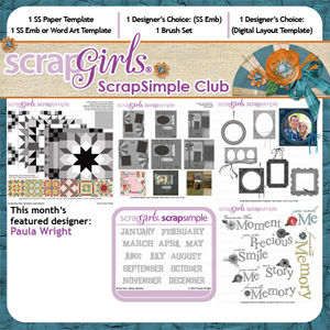 The August 2012 ScrapSimple digital scrapbooking club selection by Paula Wright.