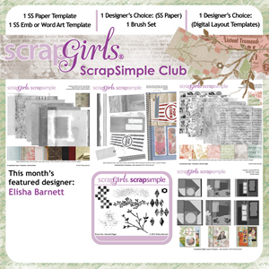 The December 2012 ScrapSimple digital scrapbooking club selection by Elisha Barnett.