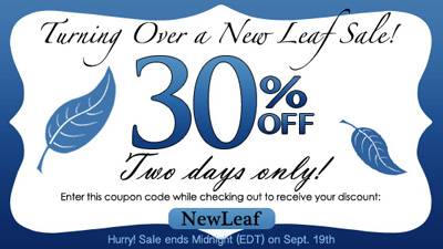 New Leaf Coupon! Save 30% off almost everything in the Scrap Girls Boutique until Midnight, ET on September 19, 2012