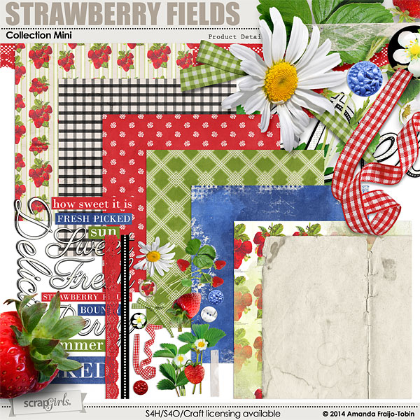 Strawberry Fields digital scrapbooking kit