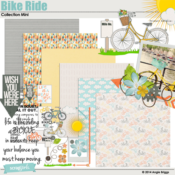 Bike Ride mini digital scrapbooking kit
